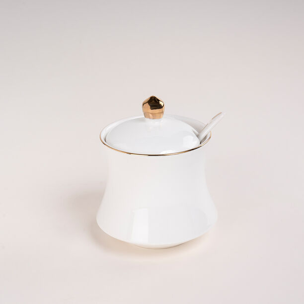 دلتي وعاء سكر بورسلين أبيض image number 1