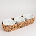 Porcelain 3Pcs Round Casseroles With Lid And Rattan Basket image number 2