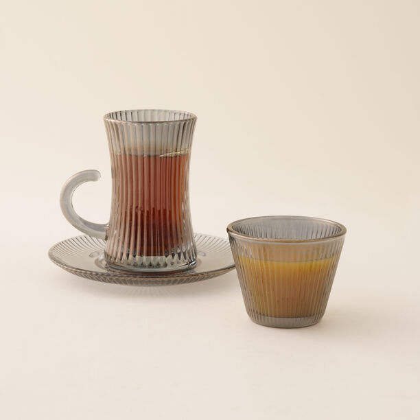 Dallaty 18pcs glass tea and coffee set, grey image number 0