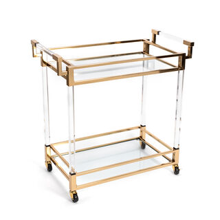 2 Tiers Acrylic Serving Trolley Gold 