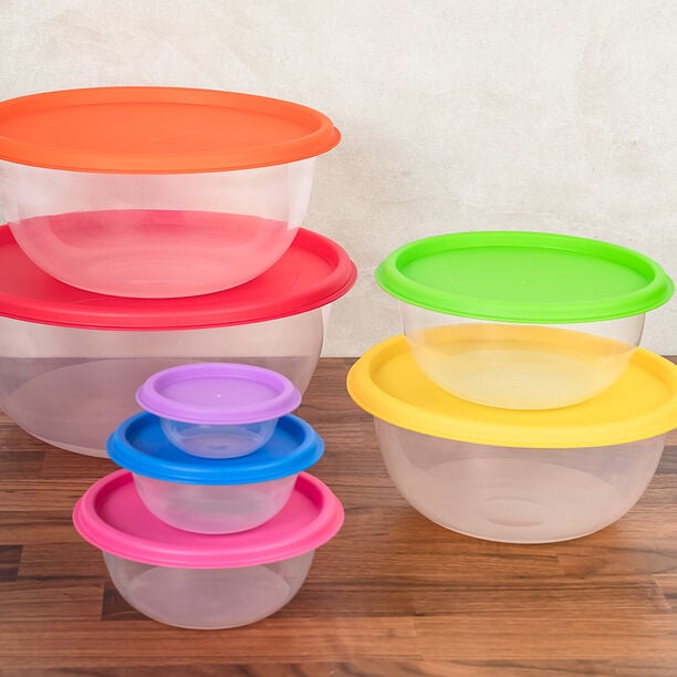 Alberto 7 Pieces Round Food Storage Set With Color Lids image number 0