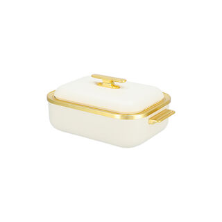 La Mesa matte off white & gold plastic food warmer 4L