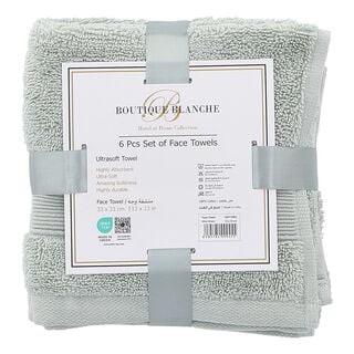 Boutique Blanche 6 Piece Ultra Soft Face Towel Set, Light green 33*33 Cm