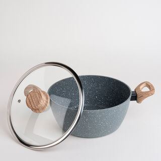 Alberto 7 Pieces Non Stick Forged Aluminum Cookware Set With Glass Lid Grey Color