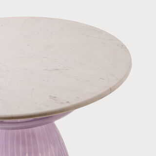 Homez glass coffee table with marble top 61*51cm, lilac