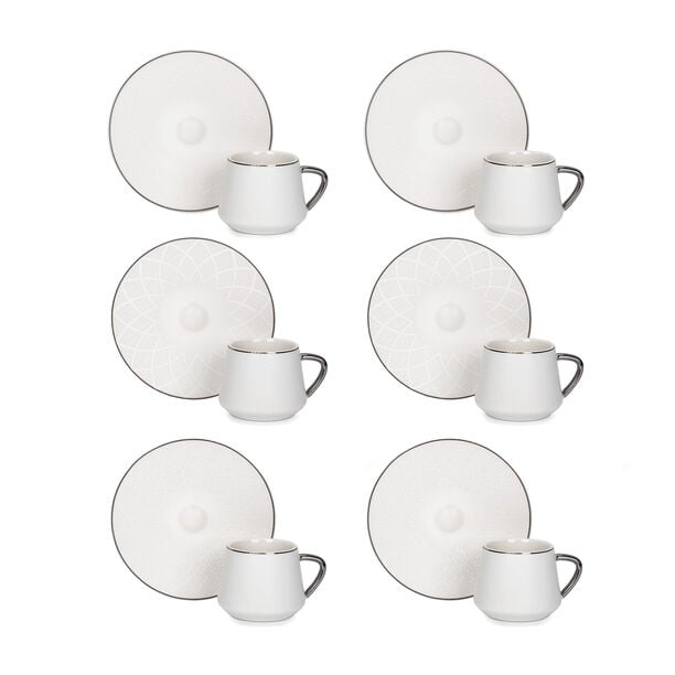 Dallaty silver and white porcelain Turkish coffee cups set 12 pcs image number 1