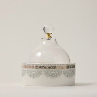 Zukhroof white porcelain date bowl with lid 12.6*12.6*14 cm