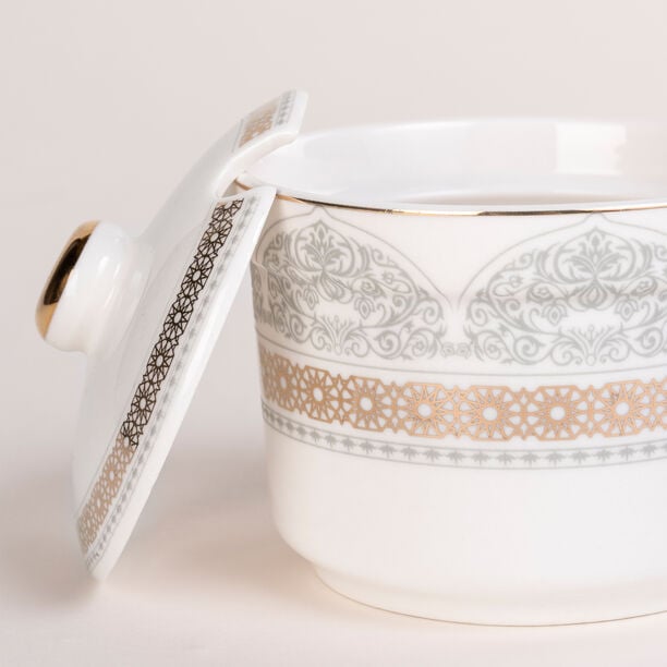 Tea And Coffee Set 28 Pieces Porcelain Silver And Gold  image number 6