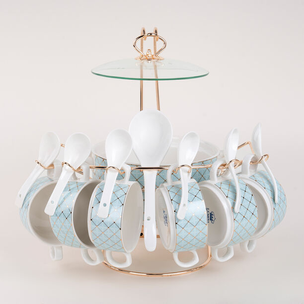 16 pieces Soup Set Serve 6 Persons Green&Gold image number 0