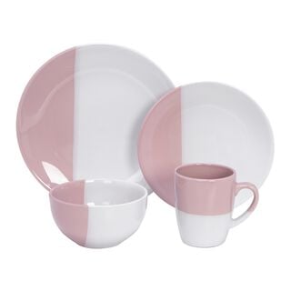 La Mesa 16 Pieces Dinner Set Serve 4 Compact Gif Light Pink