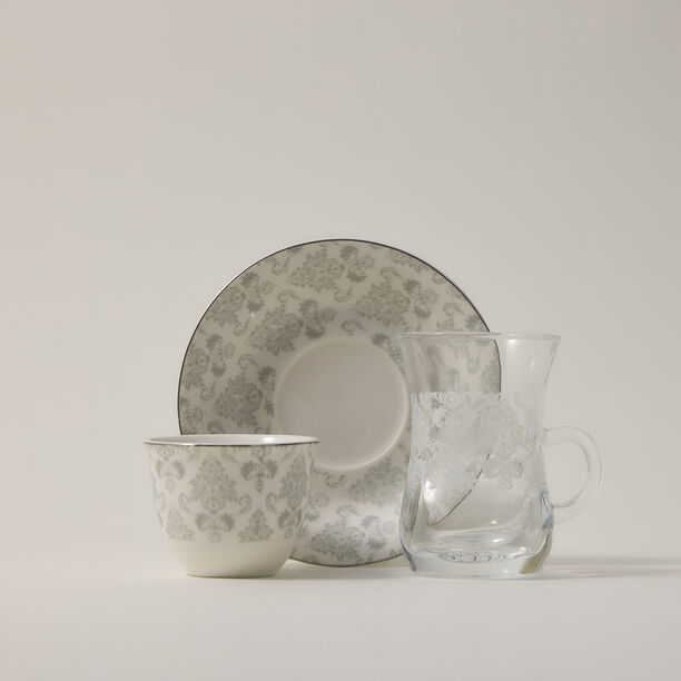 Zukhroof 28 Pieces Porcelain Tea And Coffee Set Danteel Gray  image number 1