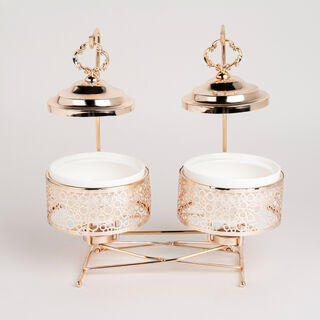 قطعتين طبق تقديم دائري مع سخّان 12 سم