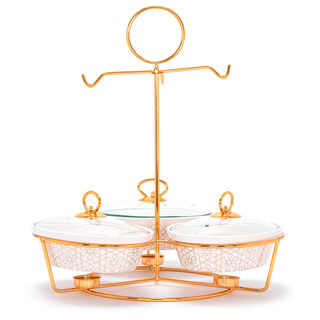 طقم أطباق تقديم مع سخّان 3 قطع