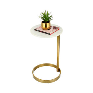 Marble Side Table Sofa Gold And White