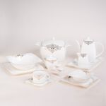 La Mesa gold bone porcelain dinner set 85 pcs image number 1