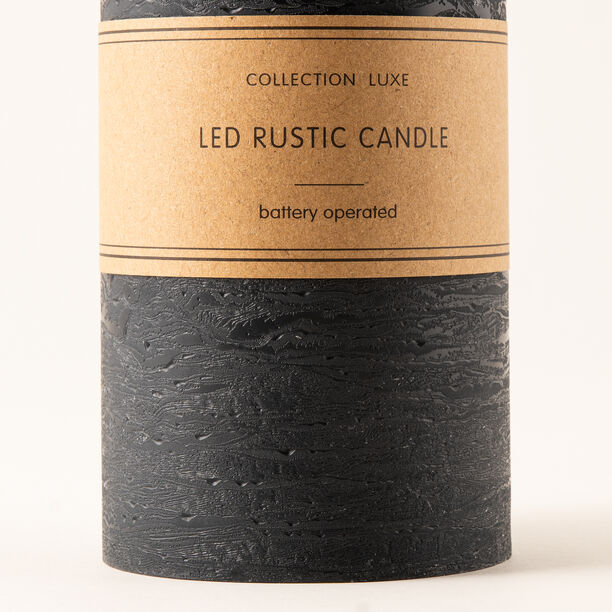 LED rustic candle in black 10*20cm image number 2