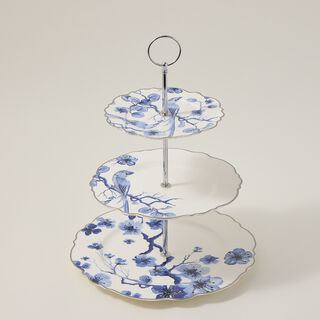 La Mesa Flwr 3 Tiers Cake Stand Blue 