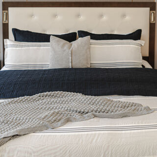 Boutique Blanche striped grey microfiber king comforter set 6 pcs