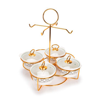 طقم أطباق تقديم مع سخّان 4 قطع