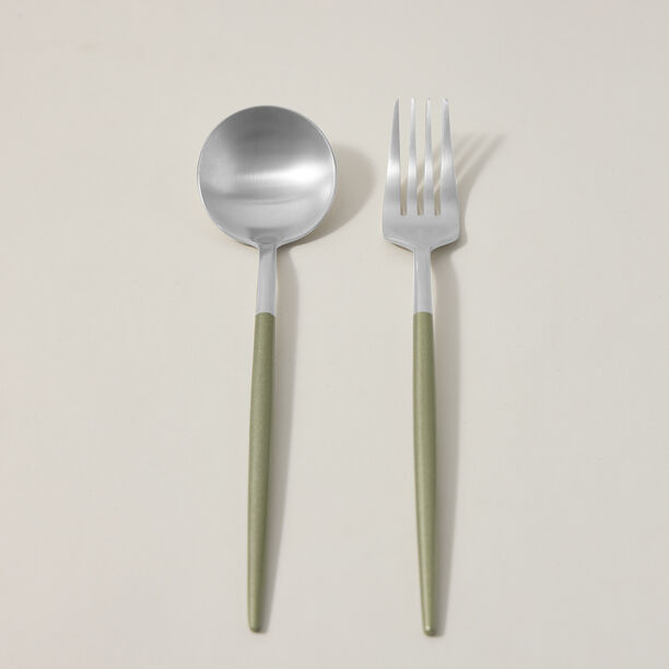 Rio 16 Pieces Modern Cutlery Set Silver And Green Handle image number 2