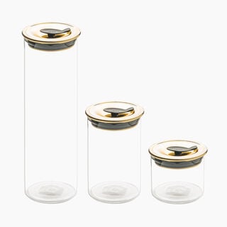 Alberto glass storage jar with gold lid 700 ml