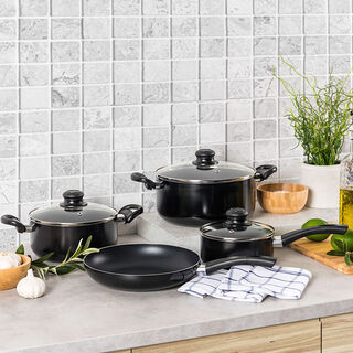 Pentola 7Pcs Non Stick Cookware Set, Black