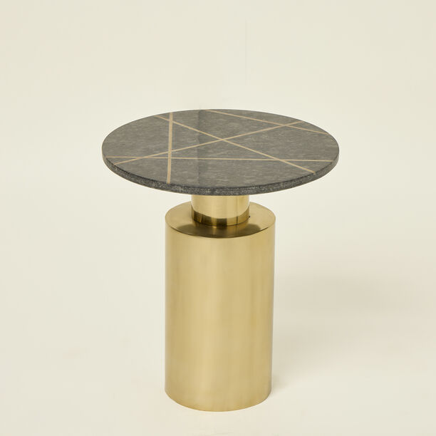 MARBLE ROUND SIDE TABLE WITH STEEL image number 0