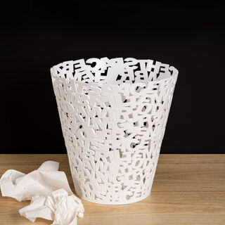 Plastic Waste Bin Alphabet White