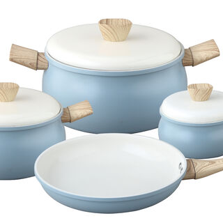 7Pcs Ceramic Cookware Set Blue