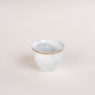 La Mes Grey Marble Arabic Coffee Set 12 Pieces With Gold 