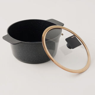 Alberto aluminum casserole with glass lid 6.7L, black