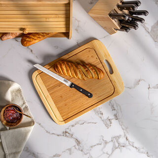 Bamboo Cutting Board With Juice Grooved Borders 
