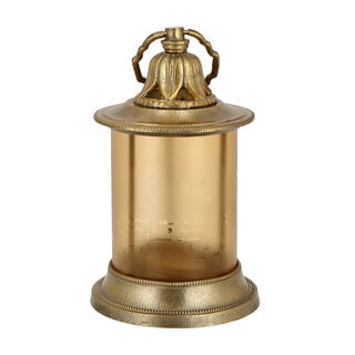 Aluminium Lantern Amber Frosted Glass Shiny Brass Finish
