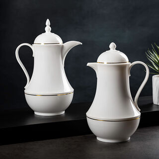 Dallety 1.0L Plastic Vacuum Flask Set 2 Pieces White Color