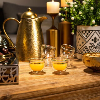 6 Pcs Double Wall Cawa Glass Cup Calligraphy Design Gold