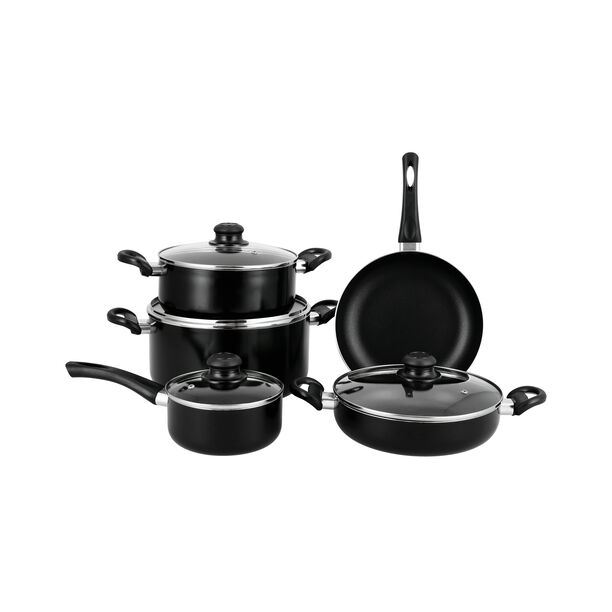 Pentola 9Pcs Non Stick Cookware Set, Black image number 0