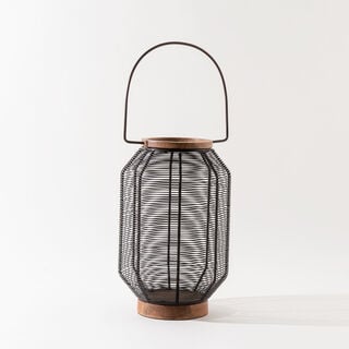 "Homez cage lantern black metal and wood 20*20*30cm