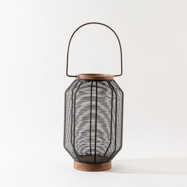"Homez cage lantern black metal and wood 20*20*30cm image number 0