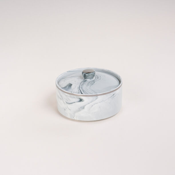 La Mesa blue silver marble date bowl with lid 13*9 cm image number 1