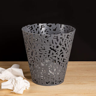 Plastic Waste Bin Alphabet Grey