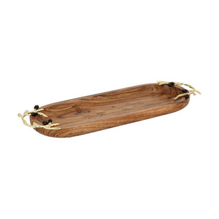 Wooden Oval Tray With Olive Handle 40Cm