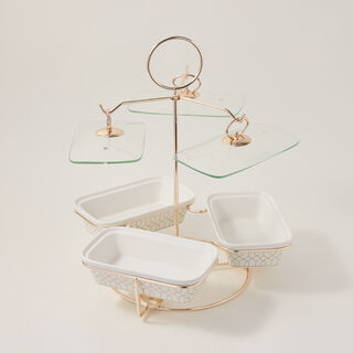 طقم أطباق تقديم مع سخّان 3 قطع