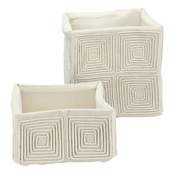 Homez white and bamboo storage basket set 2 pcs image number 0