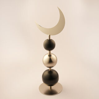 Homez Metal Ramadan Crescent Moon With Spherical Base, Black 59*17*20Cm