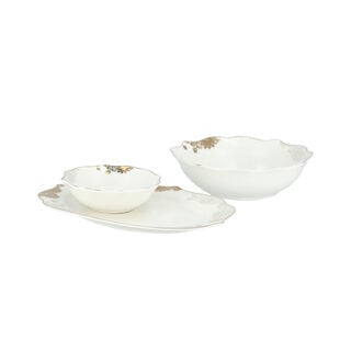 La Mesa gold /grey bone porcelain dinner set 47 pcs