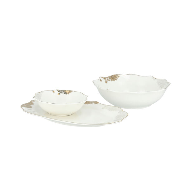 La Mesa gold /grey bone porcelain dinner set 47 pcs image number 3