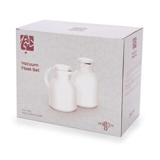 Dallety Plastic Vacuum Flask 2 Pieces Set White 