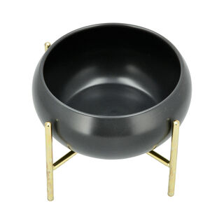 La Mesa 16Cm Salad Bowl Semi Matt Grey W/Gold 