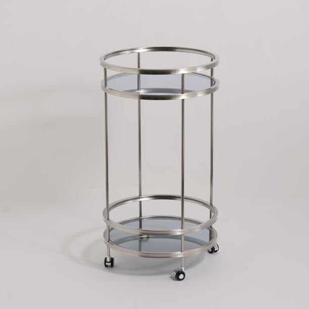 Homez metal two tier serving trolley 50*90cm, silver image number 0