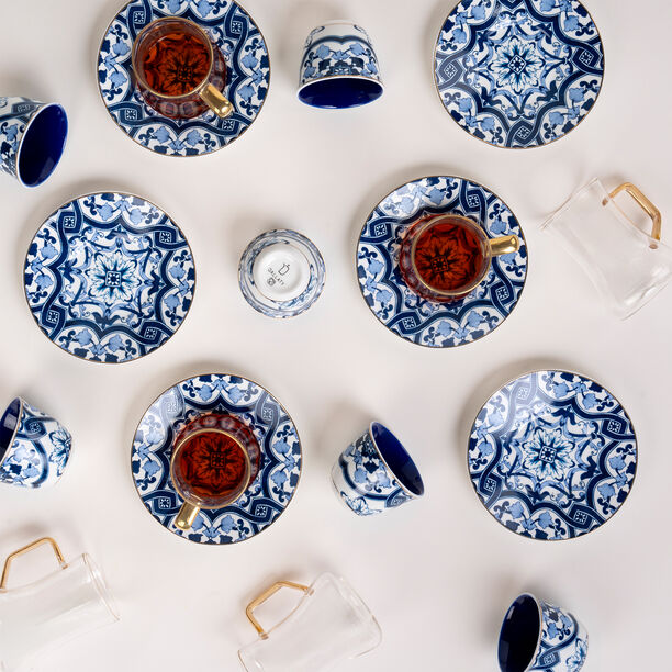 Dallaty blue porcelain tea and coffe cups set 18 pcs image number 5